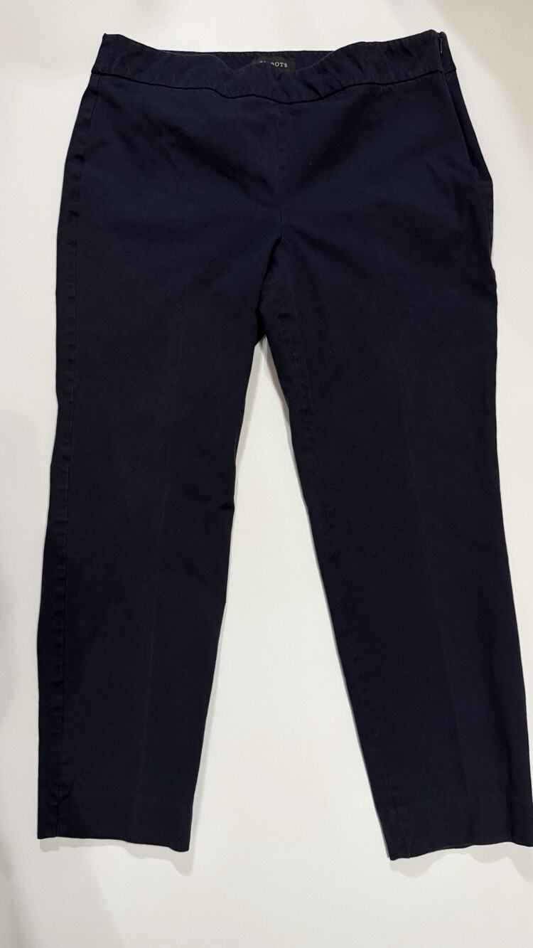 Talbots Pants Womens 14 Navy Blue Chatham Ankle Chino Stretch Cotton Blend